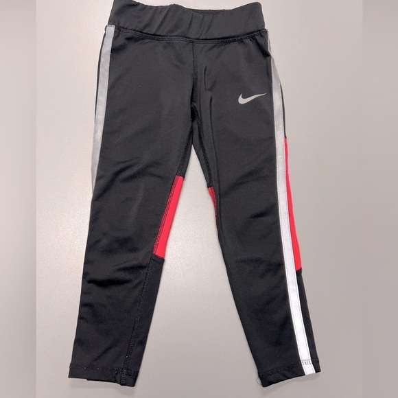 Nike Other - Nike Girls Black Dri Fit Leggings Sz 6 M 5-6 Year Old Black Hot Pink Swoosh EUC